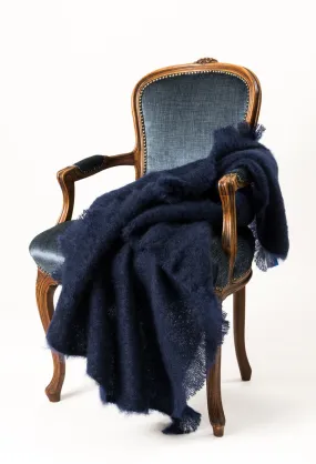 Navy Blue Mohair Chair Throw