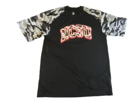 NC State Wolfpack Badger Sport Black & Winter Camo SS Crew Neck T-Shirt (L)