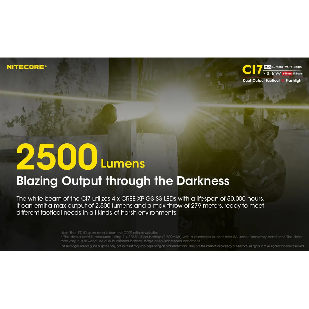 Nitecore CI7 (Infrared/White) 2500 Lumen 1 x 18650 4x CREE XP-G3 S3 4x SST-10-IR LED LED Flashlight