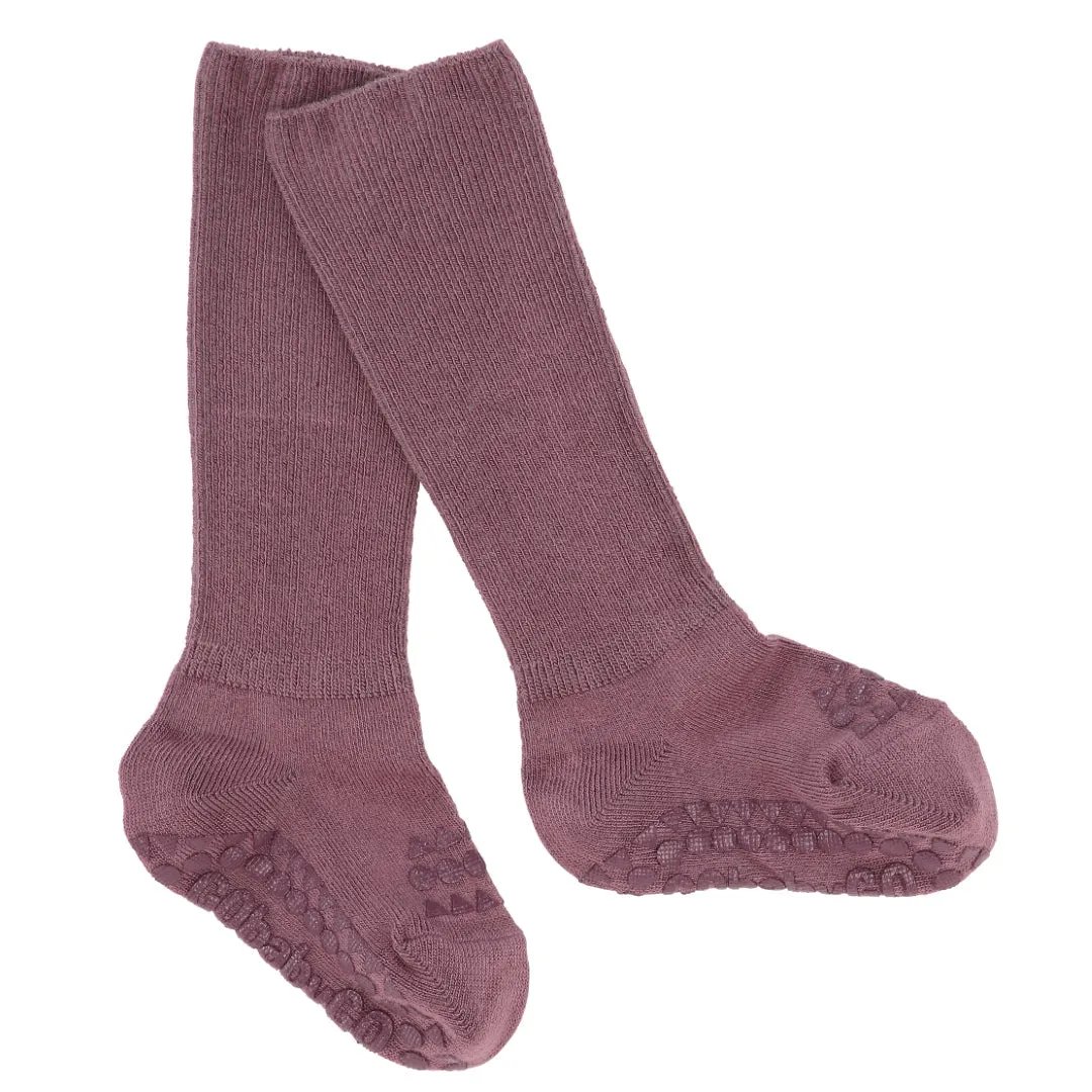 Non-Slip Grip Socks - Bamboo - Misty Plum