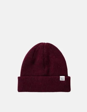 Norse Projects Beanie Hat Brushed (Wool) - Mulberry Burgundy