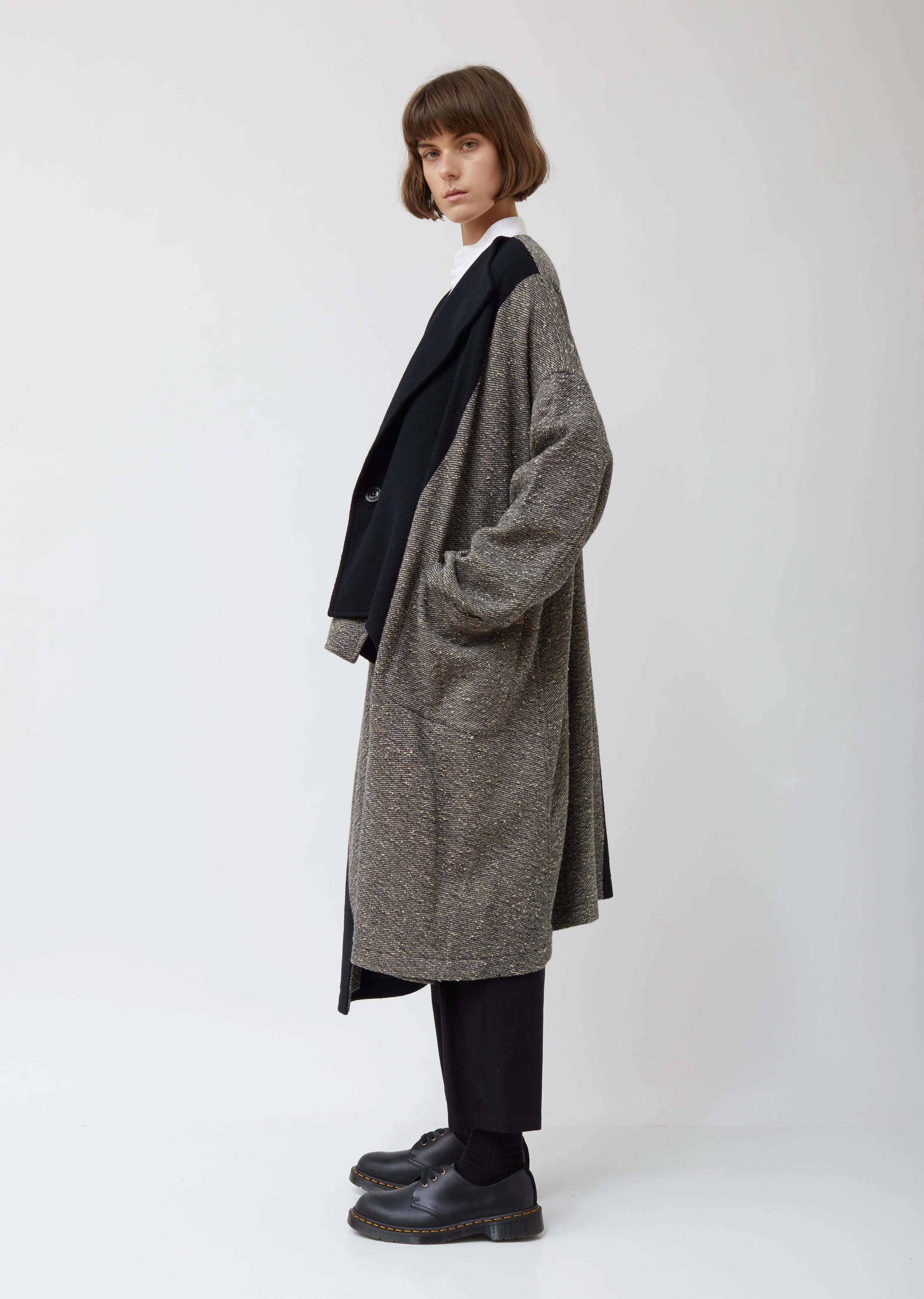 O-collarless Wool Big Coat B