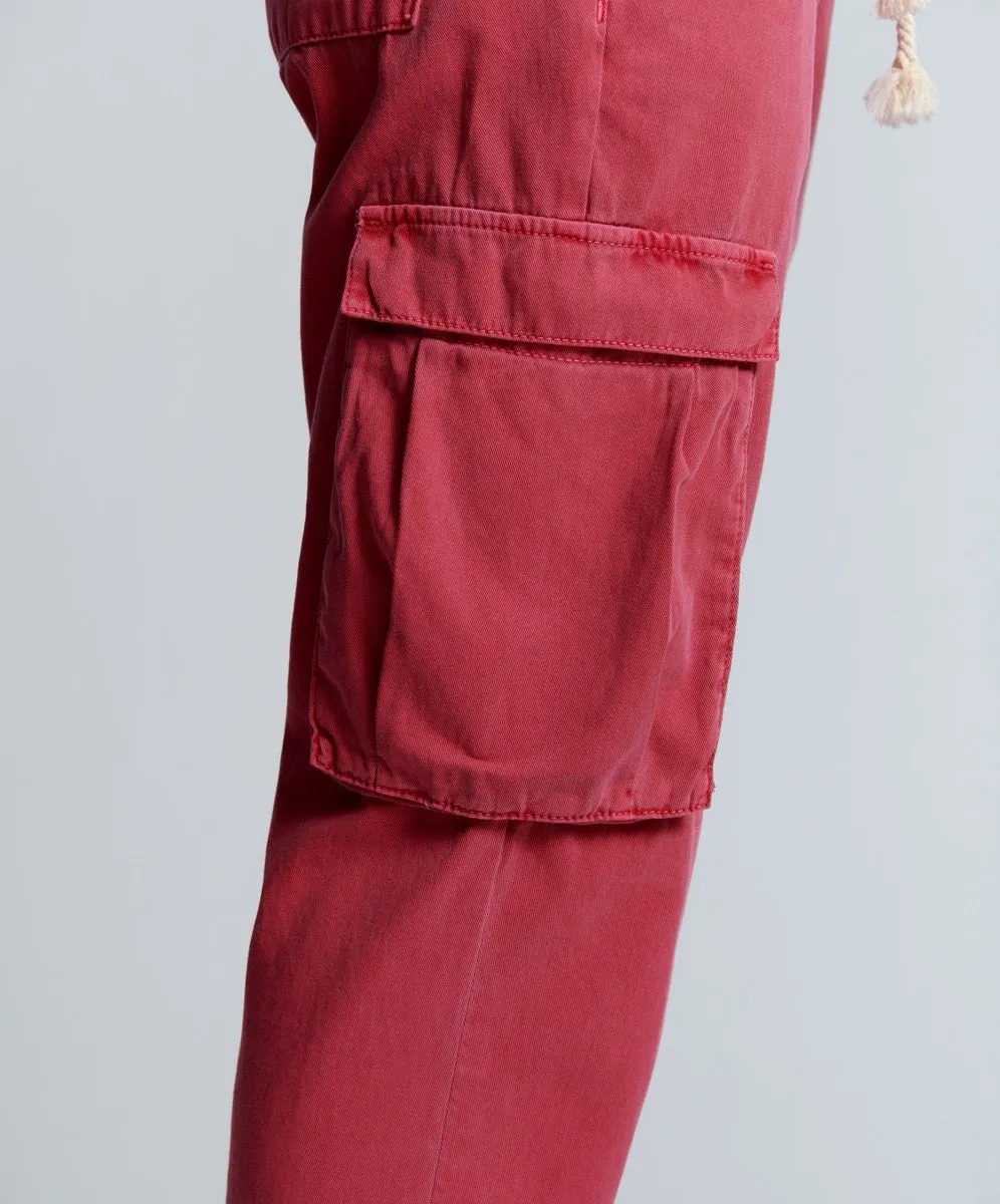 OneTeaspoon Womens Red Envy Cargo Safari Mid Waist Relaxed Pant - Red Envy