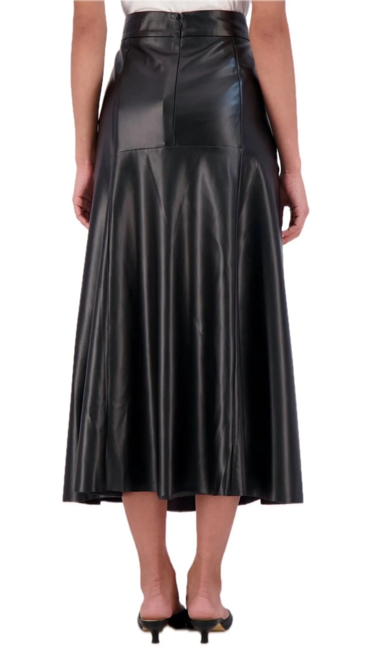 Ookie & Lala Super soft vegan leather high waisted geometric seam skirt