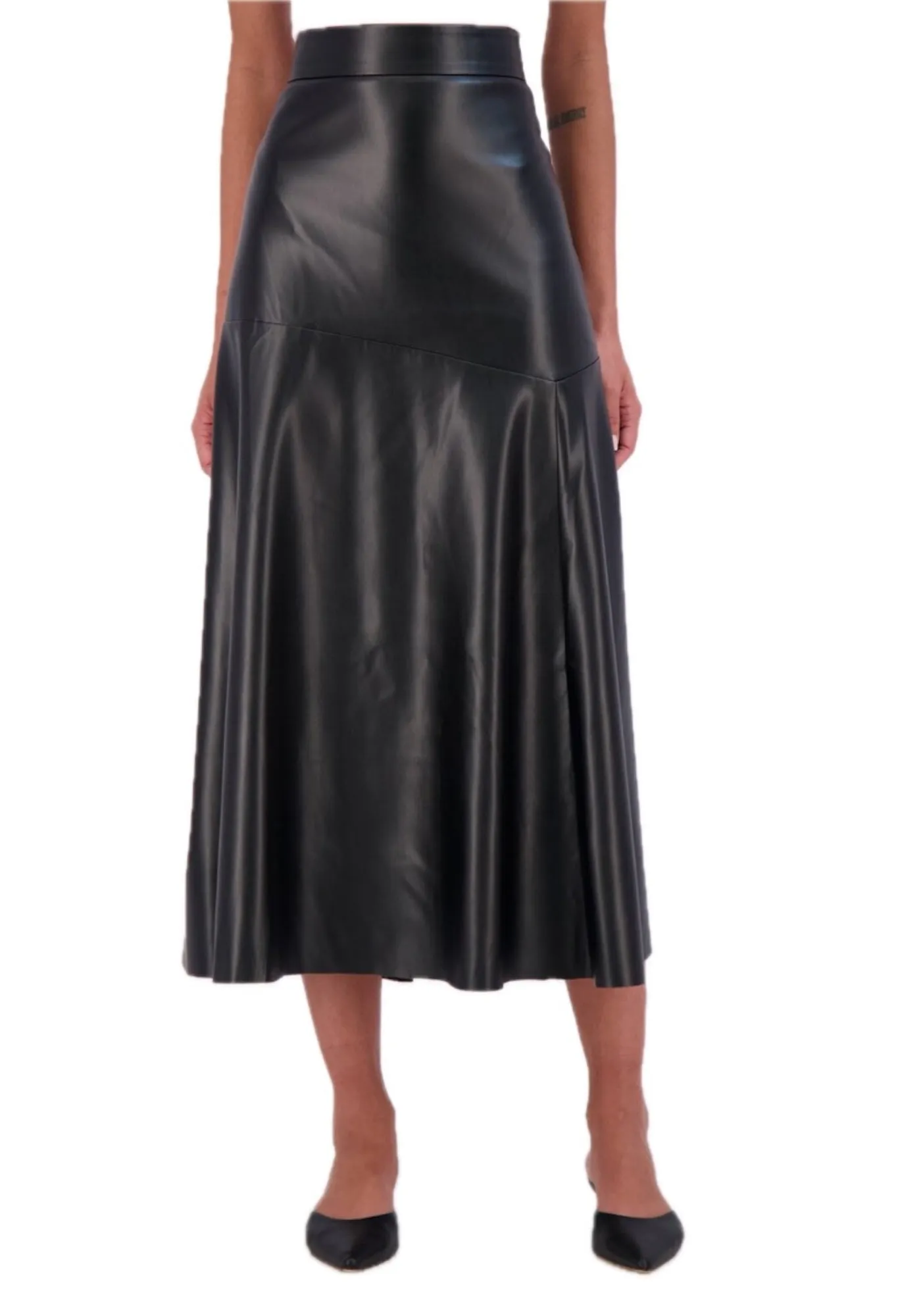 Ookie & Lala Super soft vegan leather high waisted geometric seam skirt