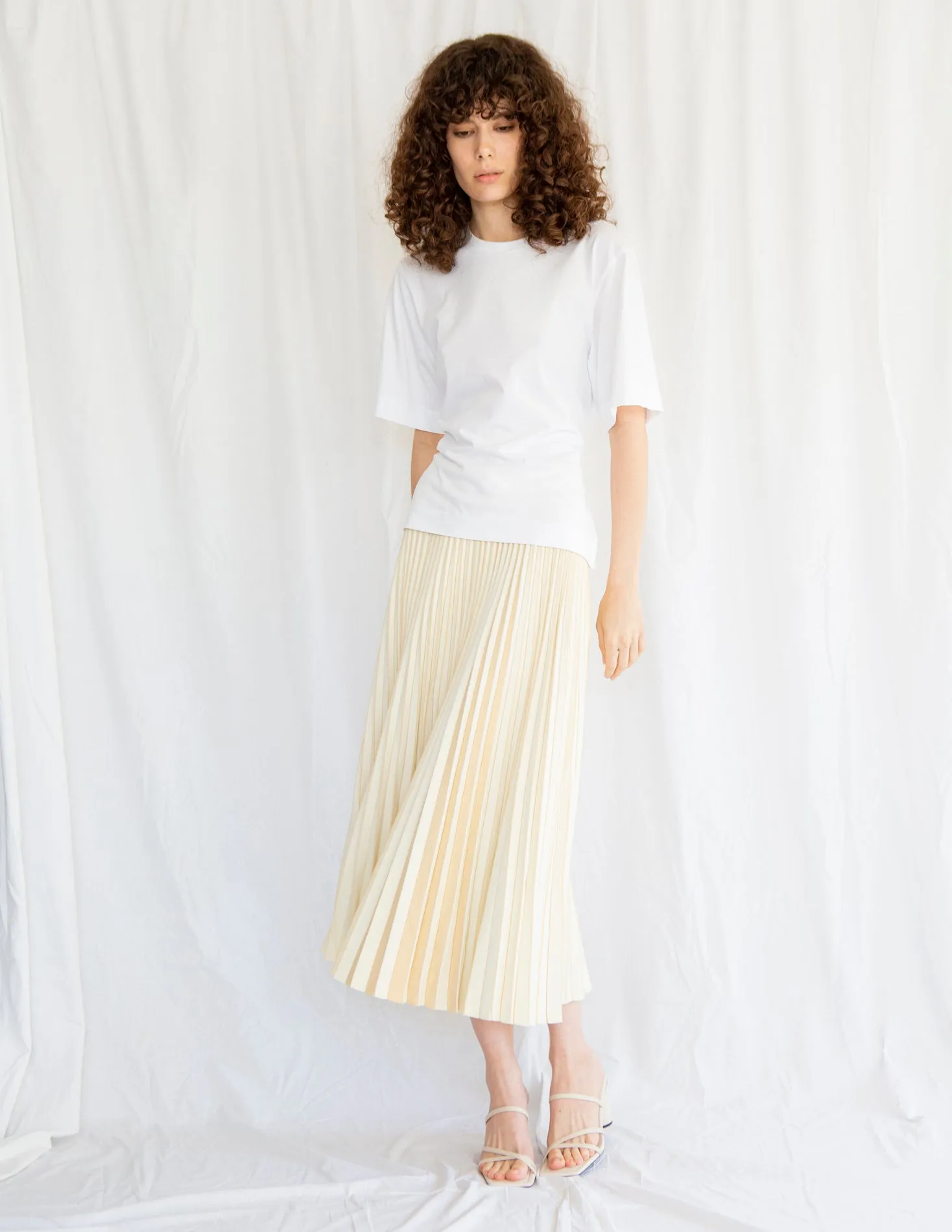 Organic Boxy Belted T-Shirt in Ivory