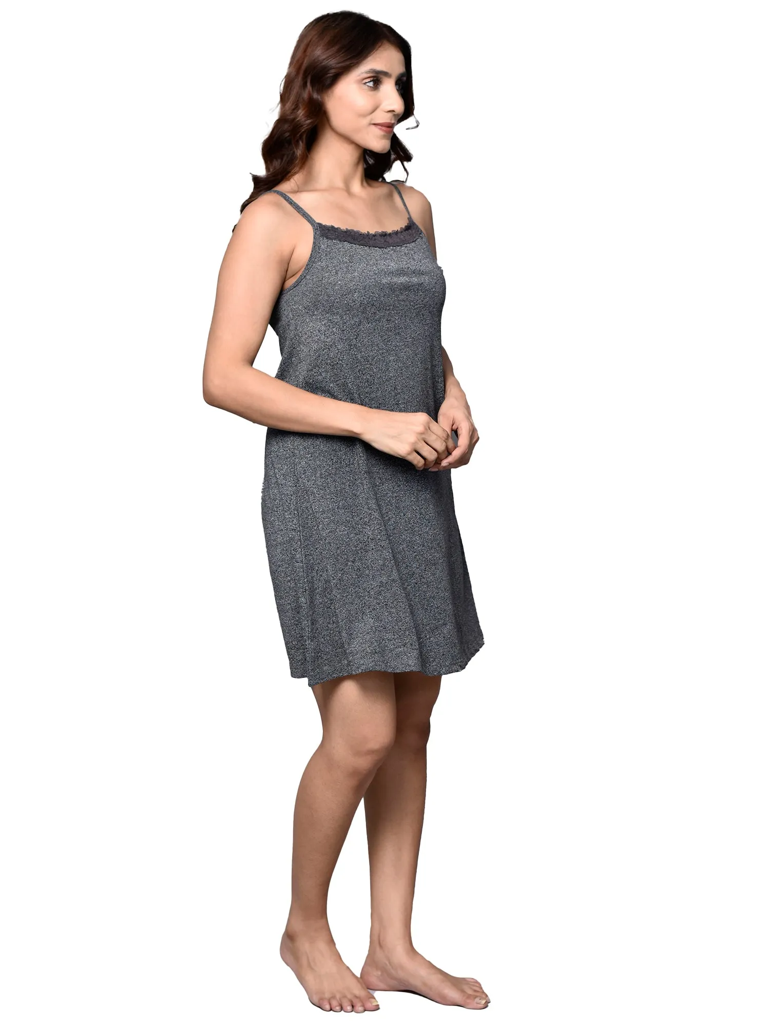 Organic Cotton Nightdress with Hairband ISL061-Deep Grey-