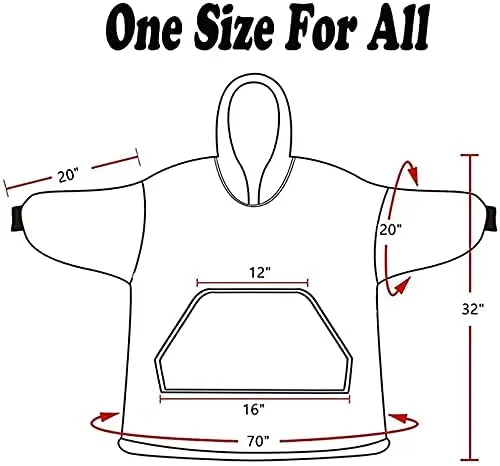 Oversized Wearable Hooded Blanket Soft Warm Sweatshirt One Size Fits All