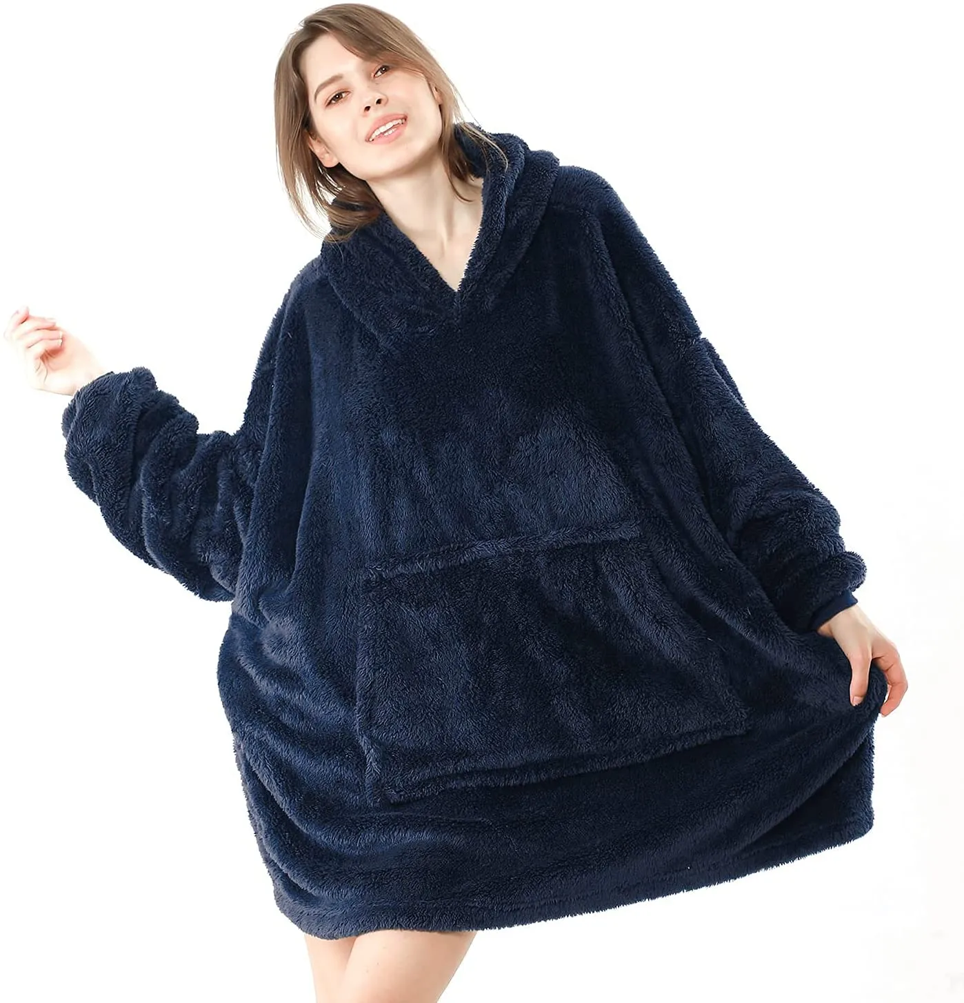 Oversized Wearable Hooded Blanket Soft Warm Sweatshirt One Size Fits All