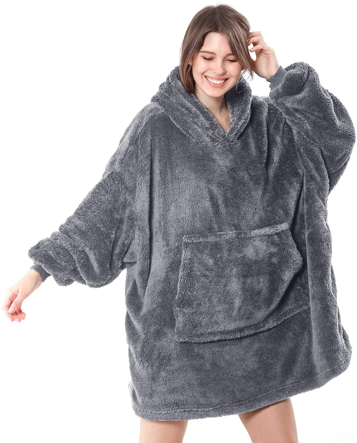 Oversized Wearable Hooded Blanket Soft Warm Sweatshirt One Size Fits All