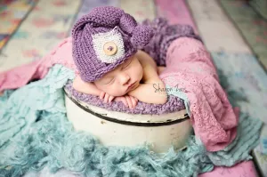 Purple Knit Newborn Pixie Slouch Hat