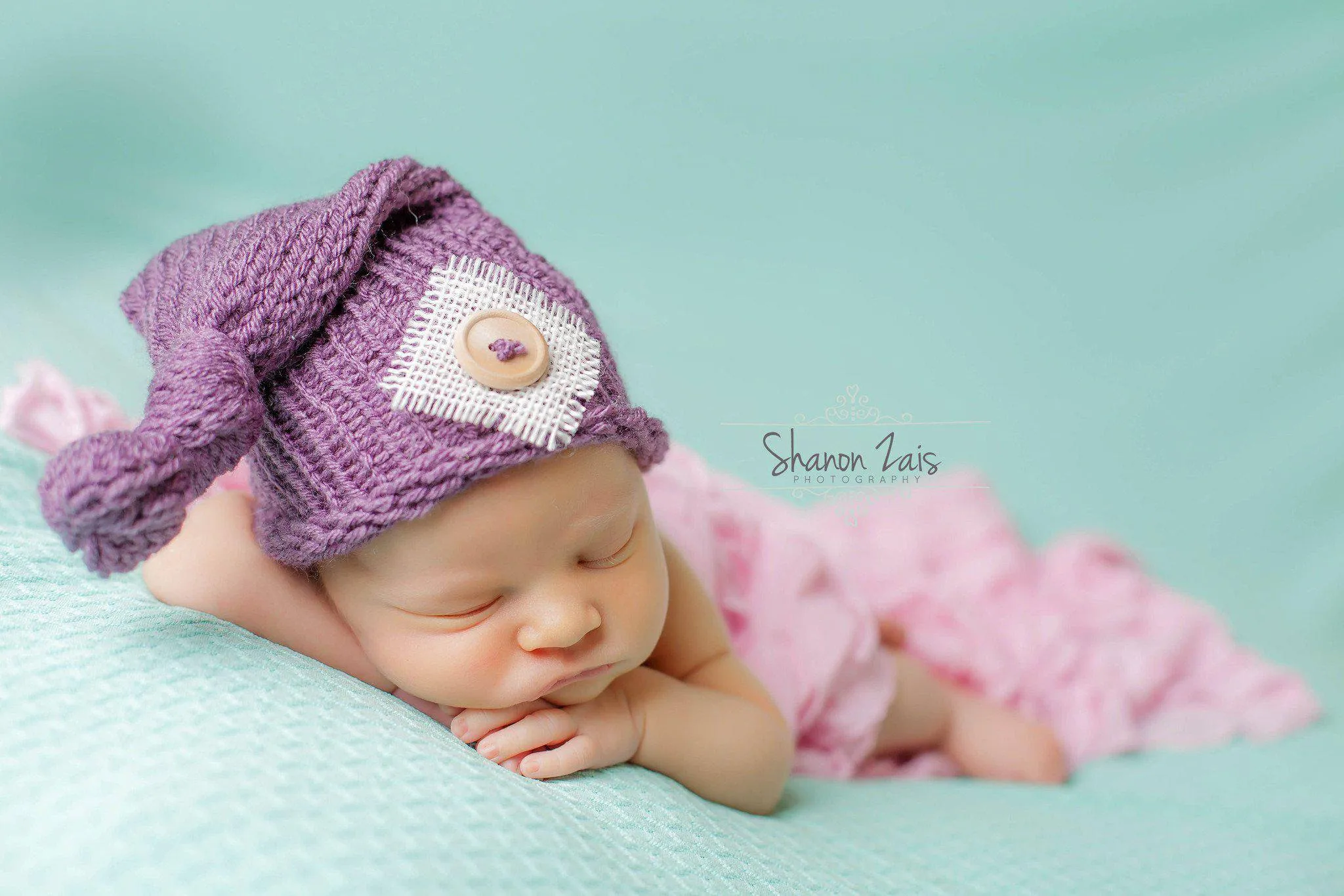 Purple Knit Newborn Pixie Slouch Hat