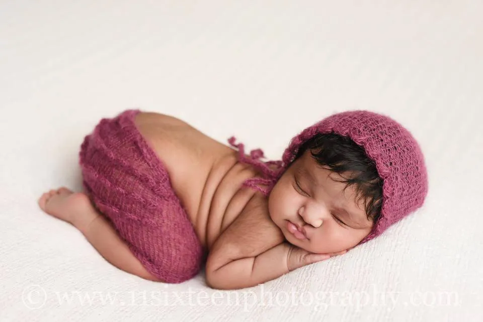 Raspberry Pink Ruffles Mohair Newborn Pants and Hat Set