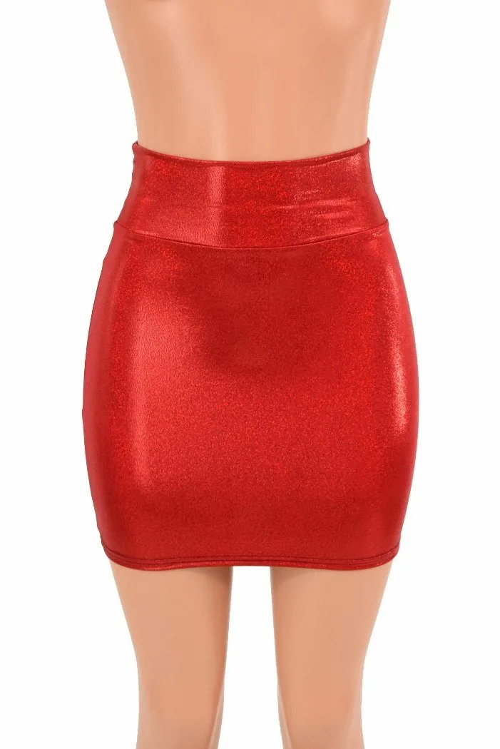 Red Sparkly Jewel Bodycon Skirt