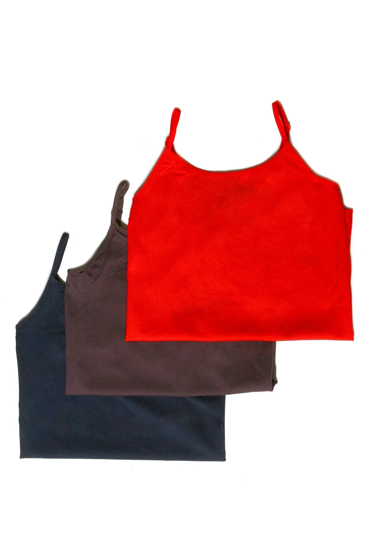 Sakkas Seamless Adjustable Strap Cami Tank Top - Assorted Color 3 Pack