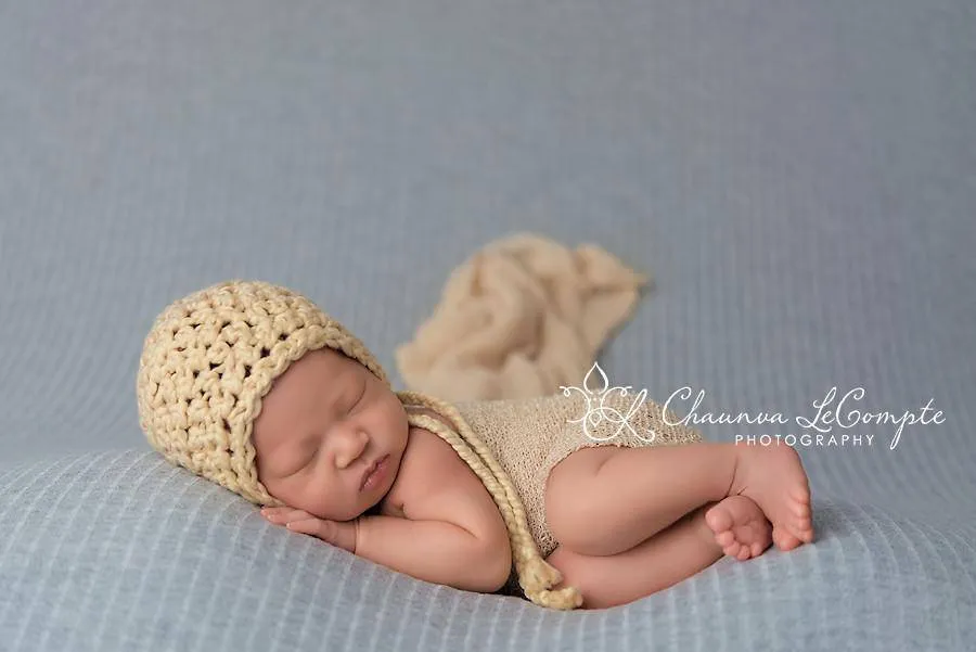 SET Macadamia Cotton Baby Bonnet Stretch Knit Wrap