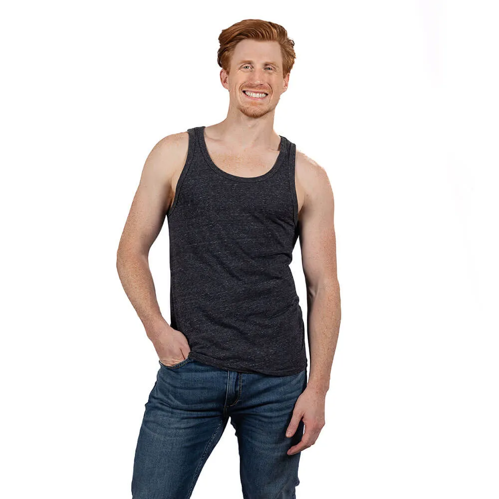 Solid Dark Grey Heather Tri-Blend Varsity Tank Top