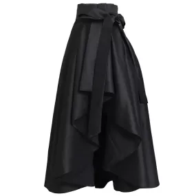 Solid patchwork Bowknot Lace Up Skirts For Women High Waist Spliced Folds Elegant  Temperament Skirt Female Fashion