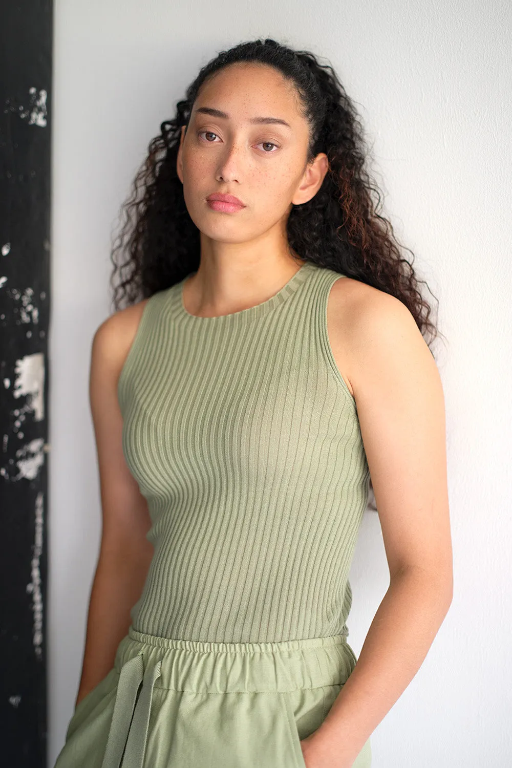 Standard Issue Merino Rib Crew Tank - Celadon