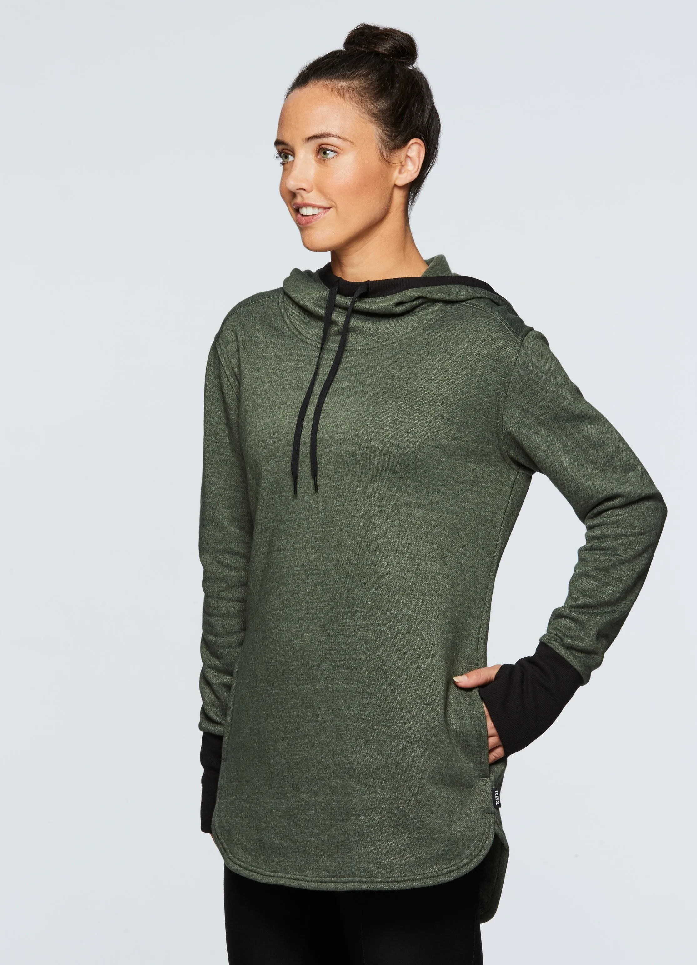 Studio Fleece Hoodie Tunic Pullover Sweatshirt