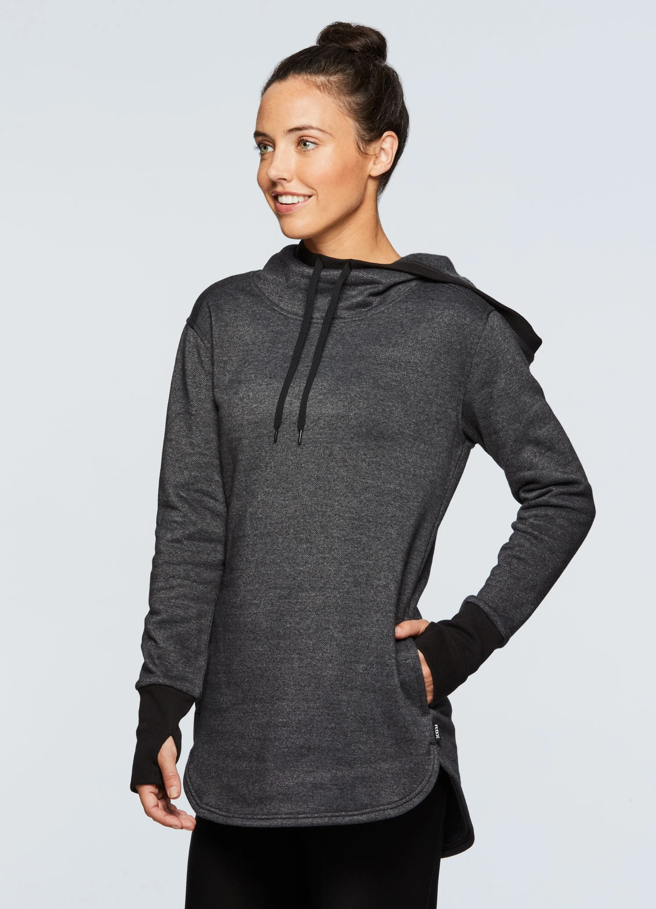 Studio Fleece Hoodie Tunic Pullover Sweatshirt