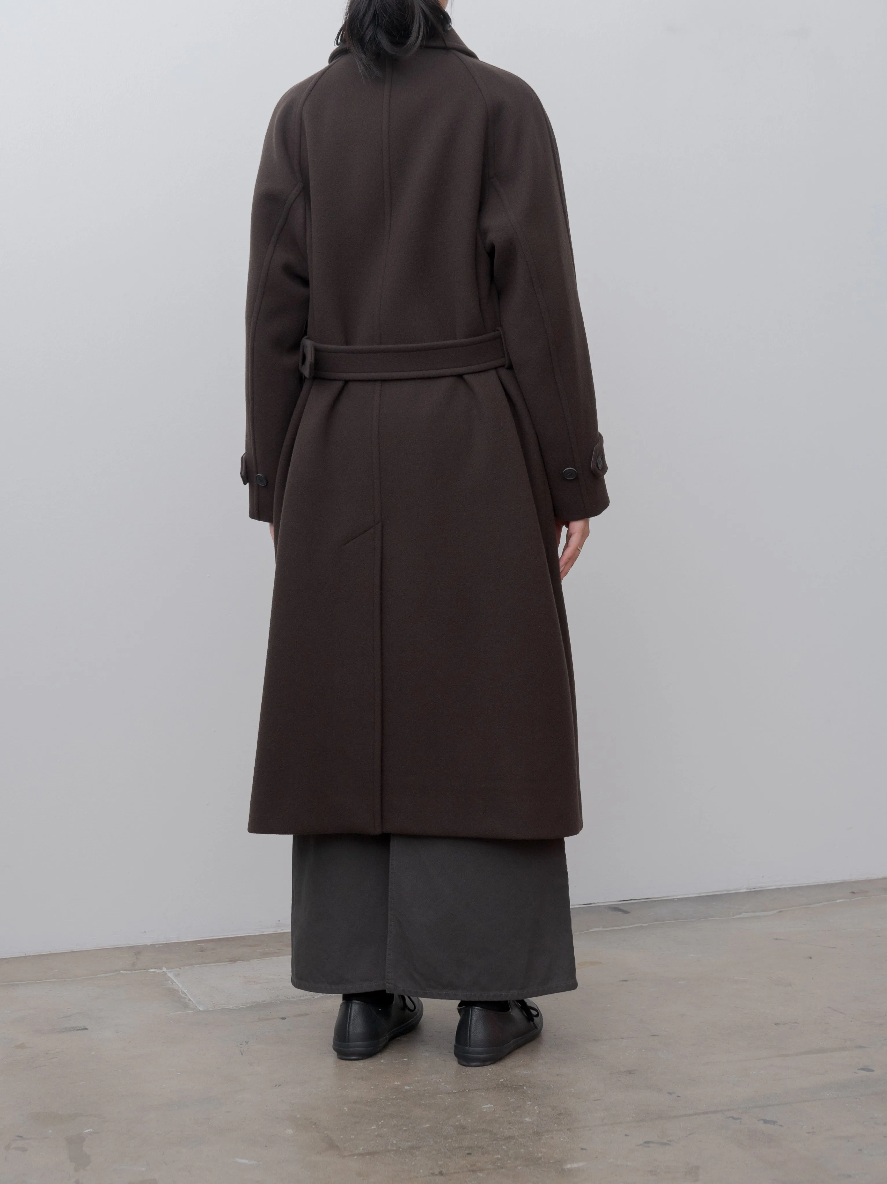 Super 140's Wool Melton Coat - Brown