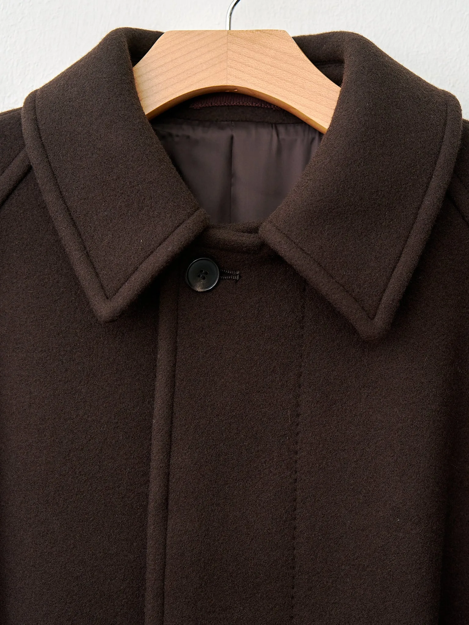 Super 140's Wool Melton Coat - Brown