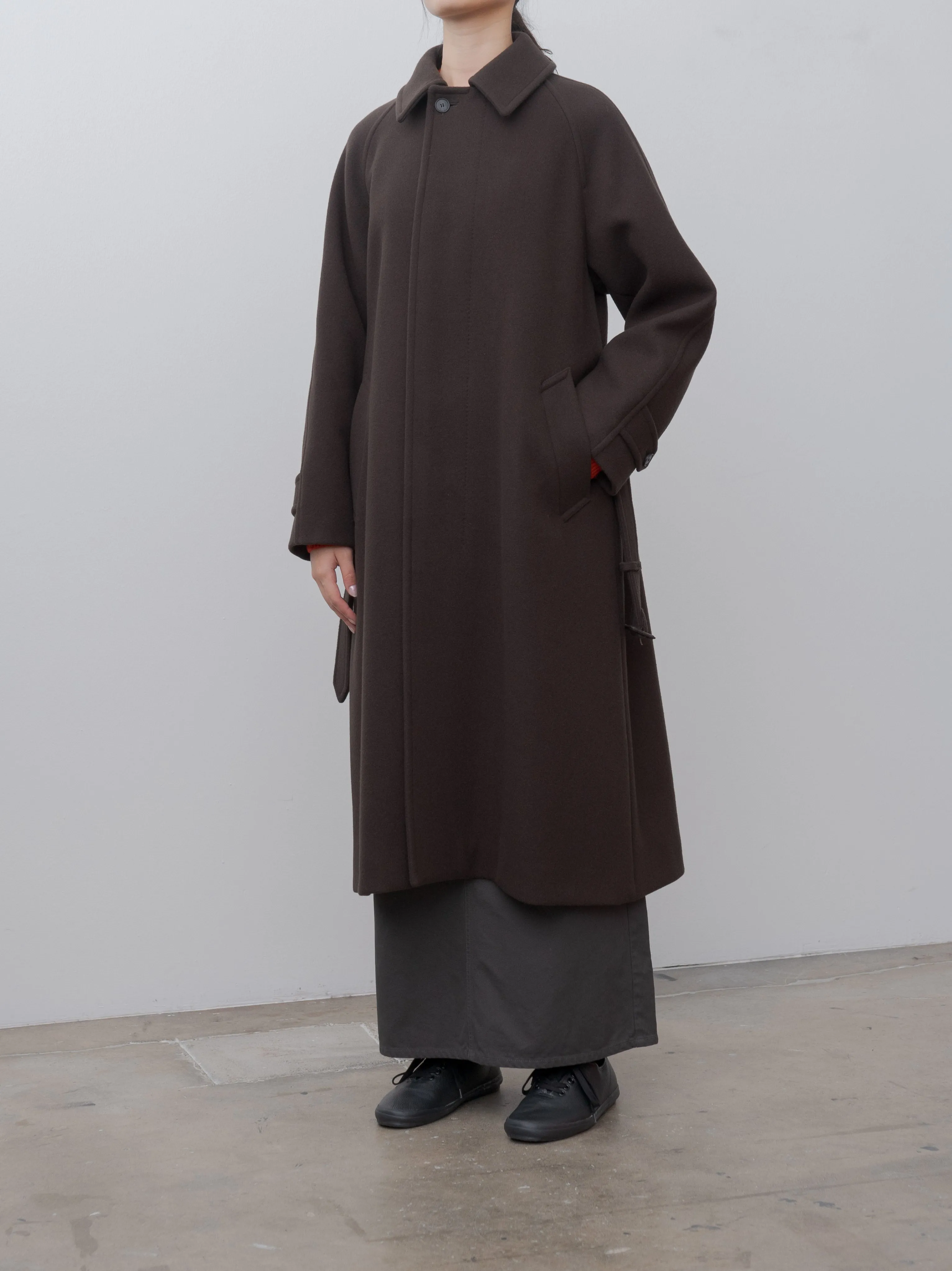 Super 140's Wool Melton Coat - Brown