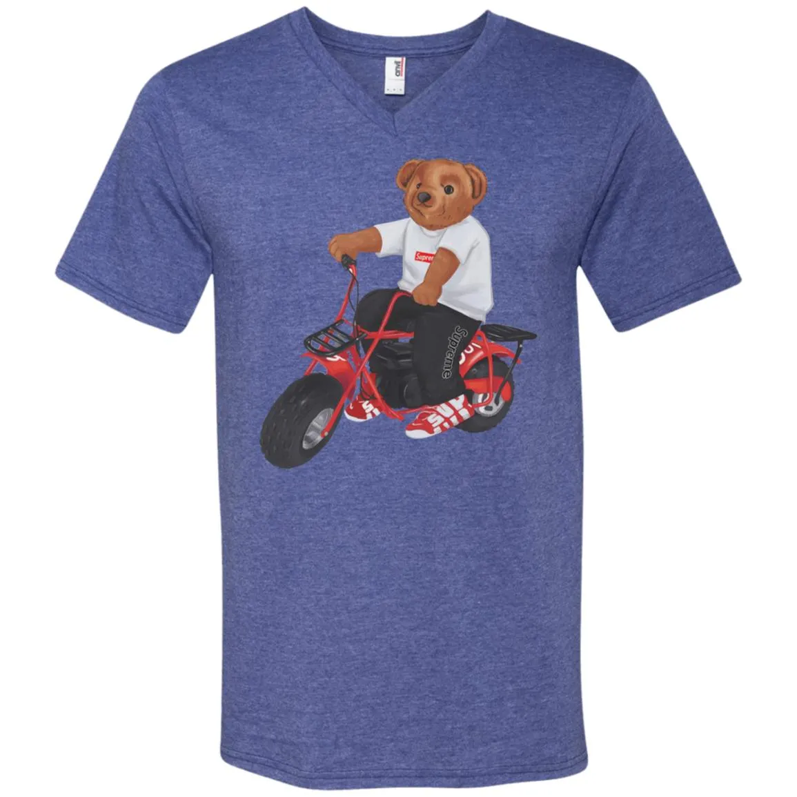 Supreme Bear Moto T-shirt Men V-Neck T-Shirt