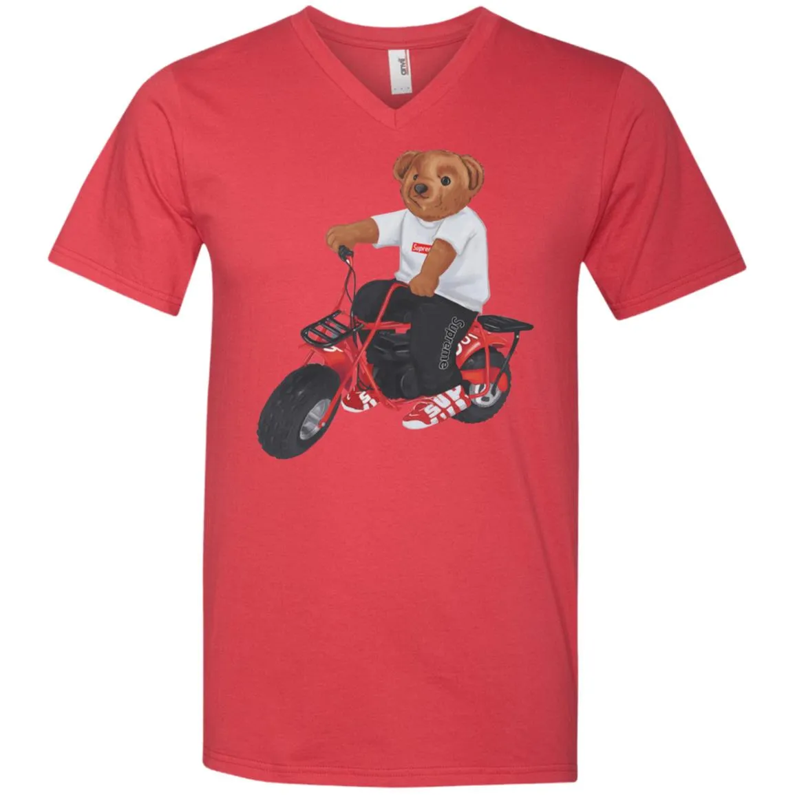 Supreme Bear Moto T-shirt Men V-Neck T-Shirt