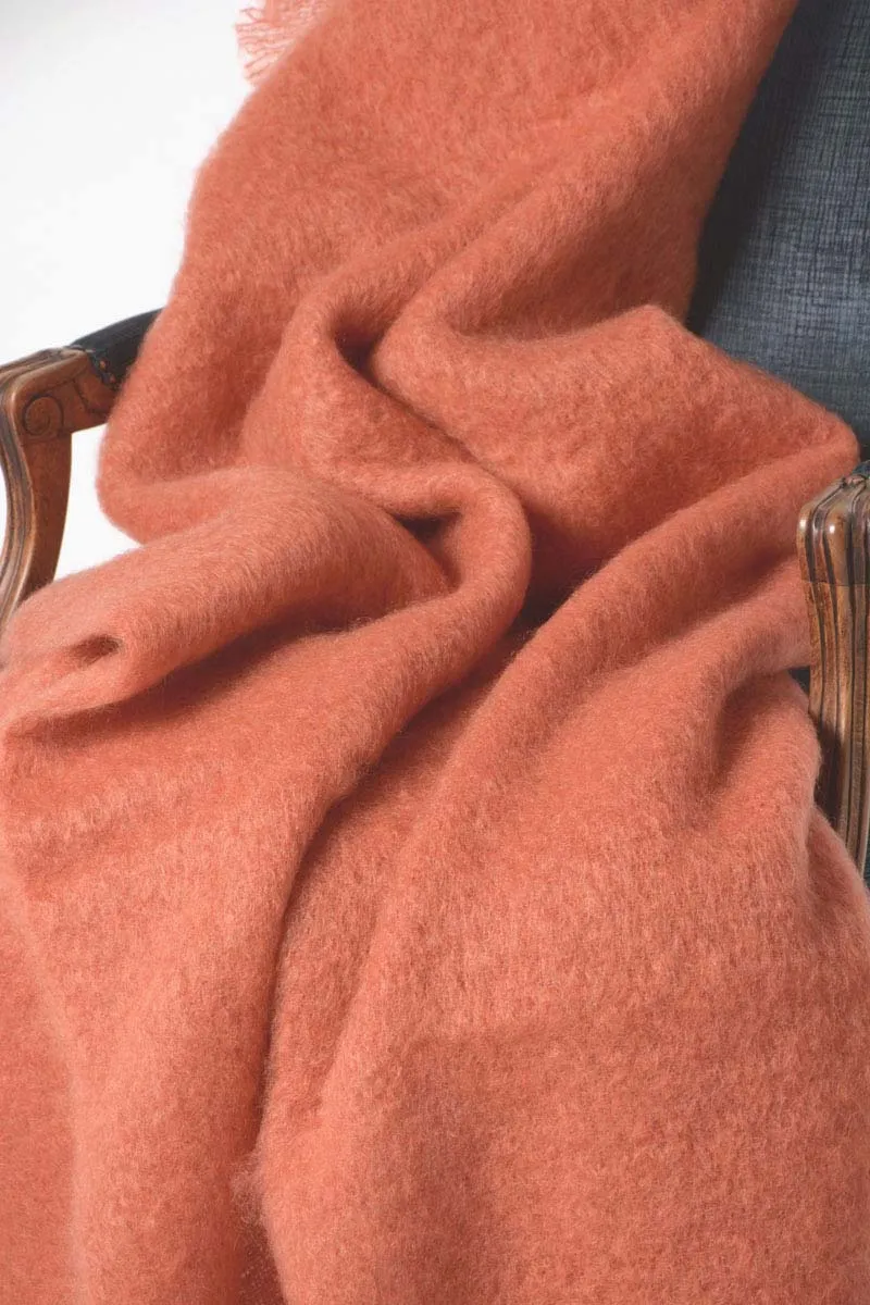 Terracotta Orange Mohair Chair Throw