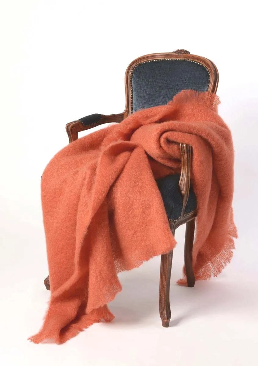 Terracotta Orange Mohair Chair Throw