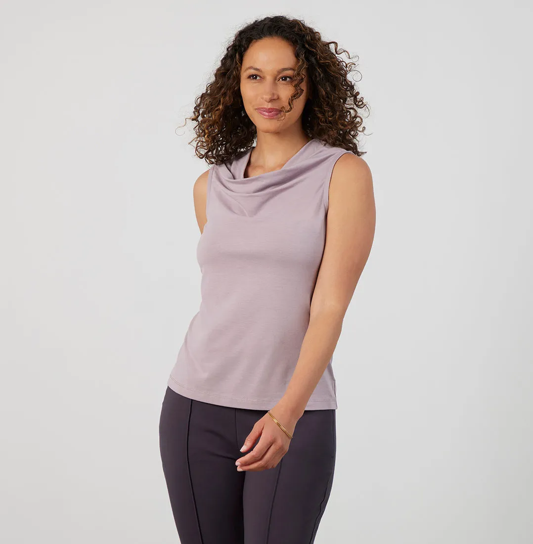 Threshold Cowl Neck Top Petite Fit - Misty Mauve