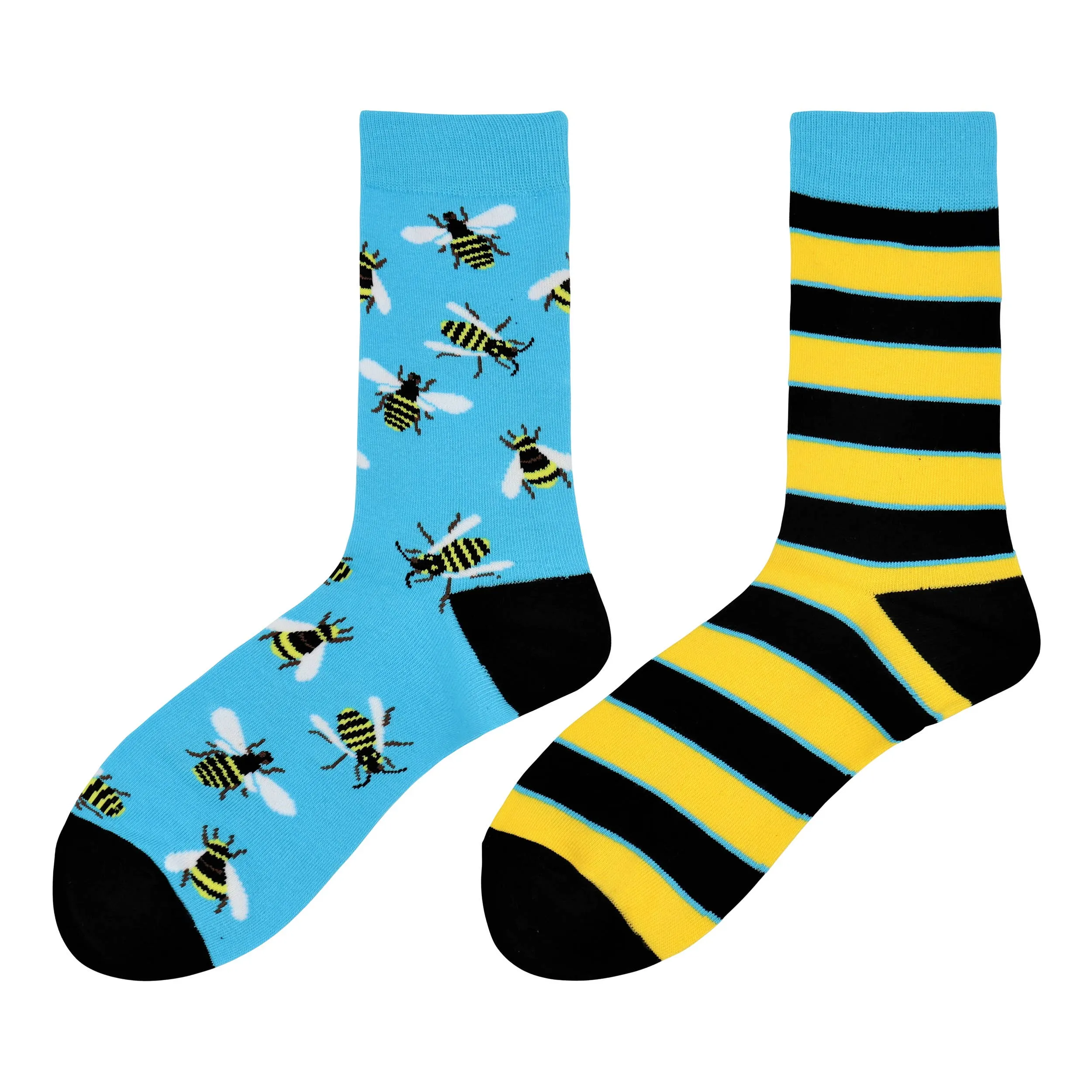 Tiger, Cheetah, Bee, Cat, Tiger, Animal Fun Mismatch socks