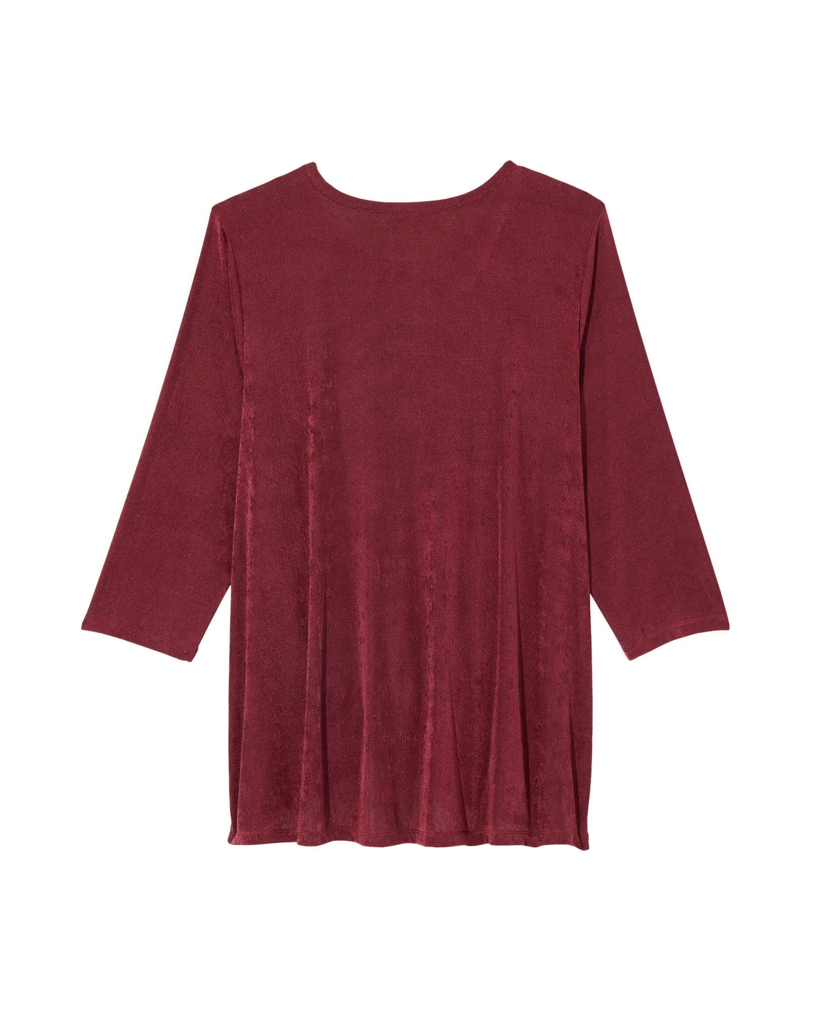 Tinsley 3/4 Sleeve Slinky Twist Hem Top | Burgundy