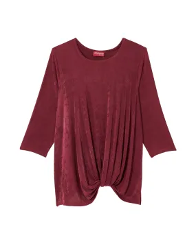 Tinsley 3/4 Sleeve Slinky Twist Hem Top | Burgundy