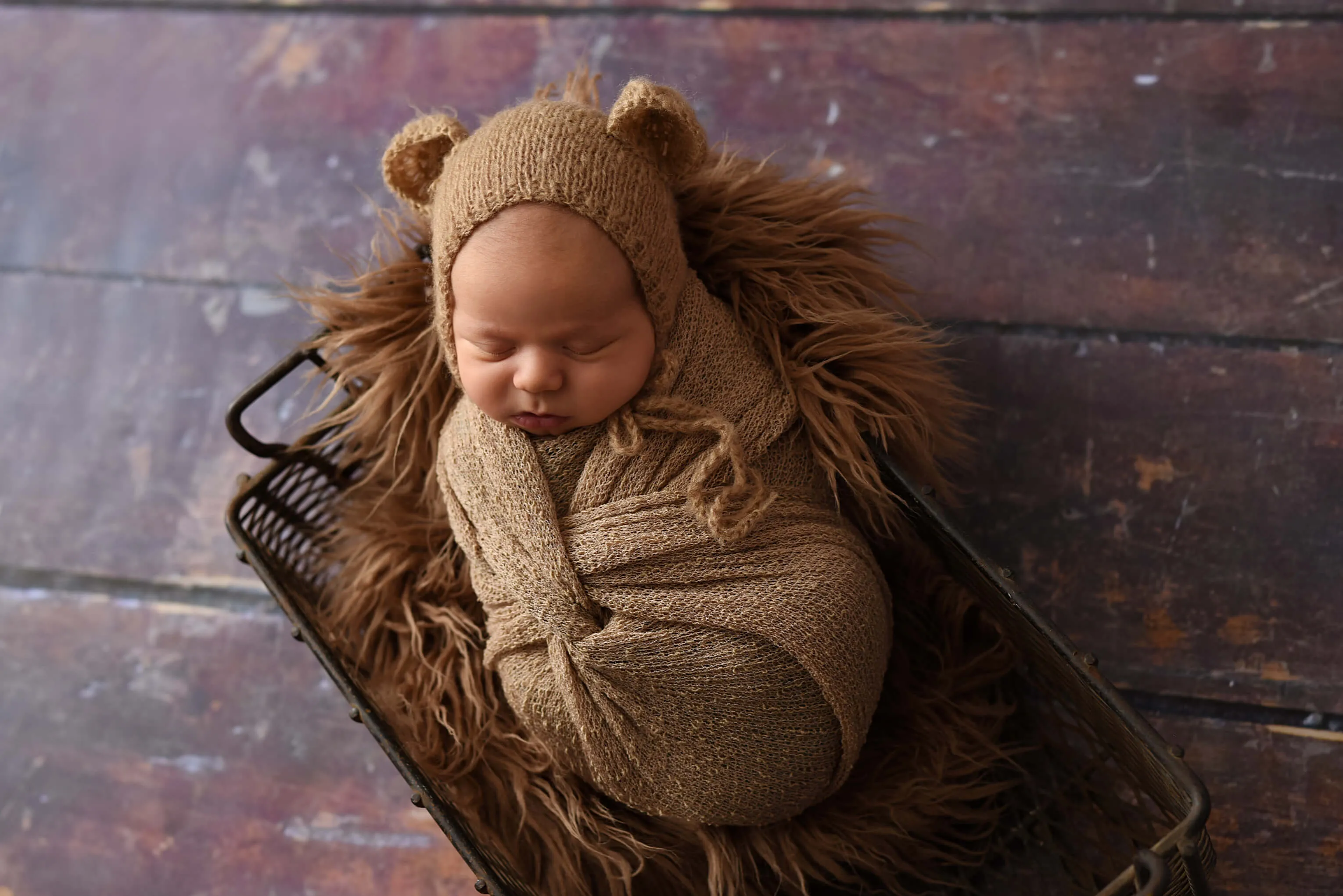 Toffee Brown Teddy Bear Mohair Baby Hat