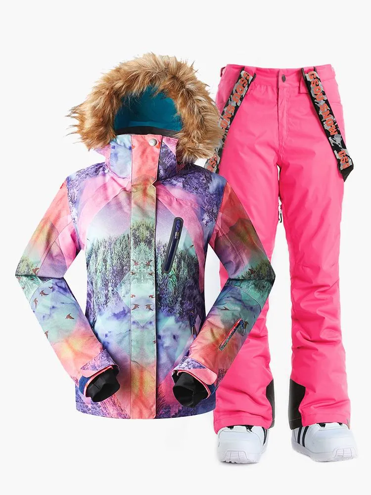 TreadSnow Waterproof Colorful Ski Suit Windproof Snowboard Jacket Pants Sets