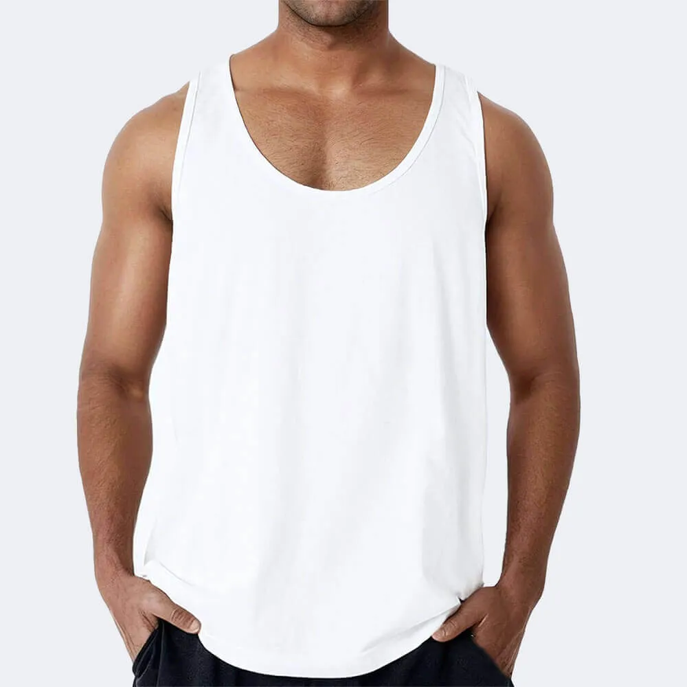 True White  Cotton Garment Dyed Tank Top