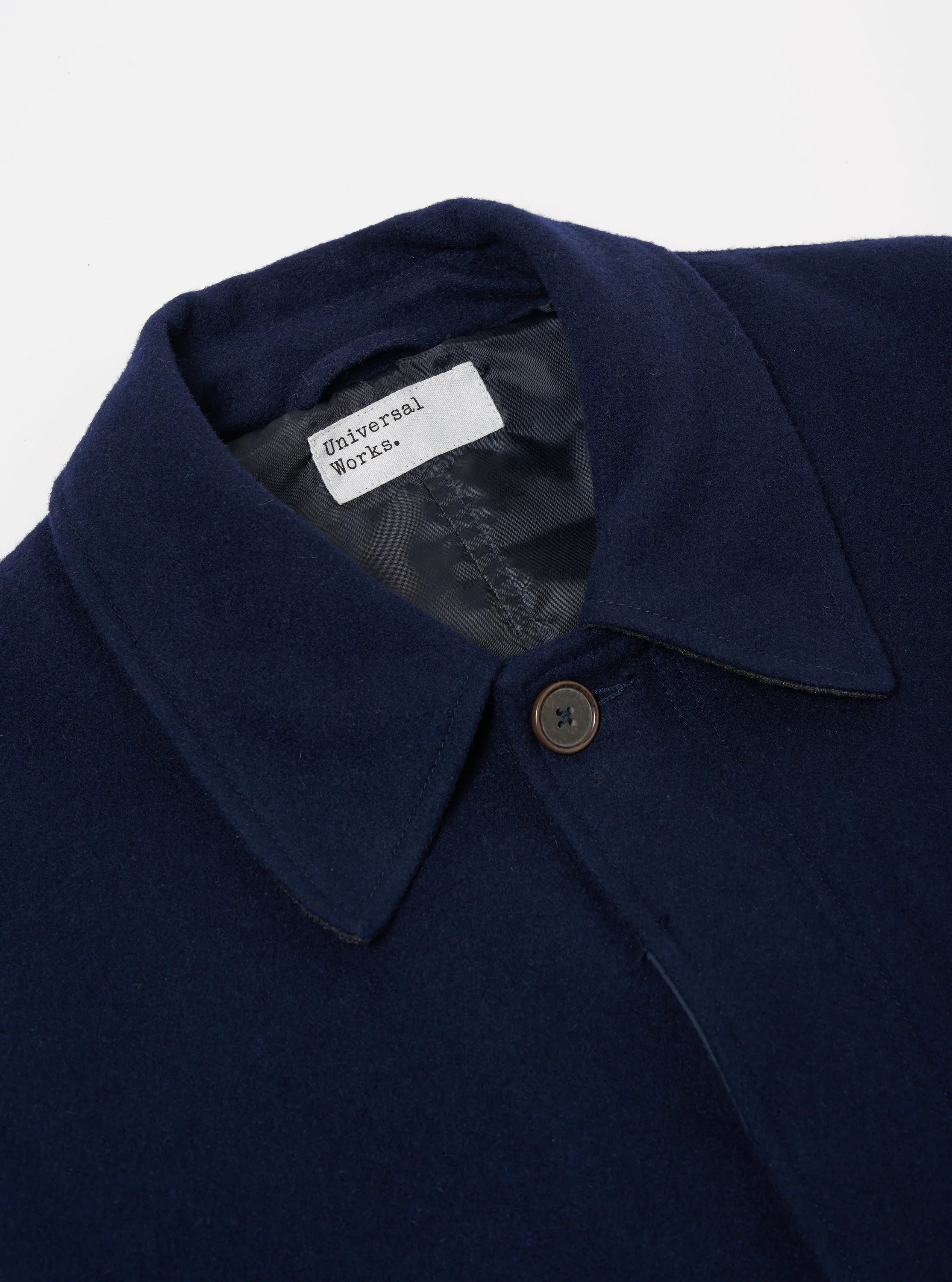 Universal Works Account Coat in Navy Melton