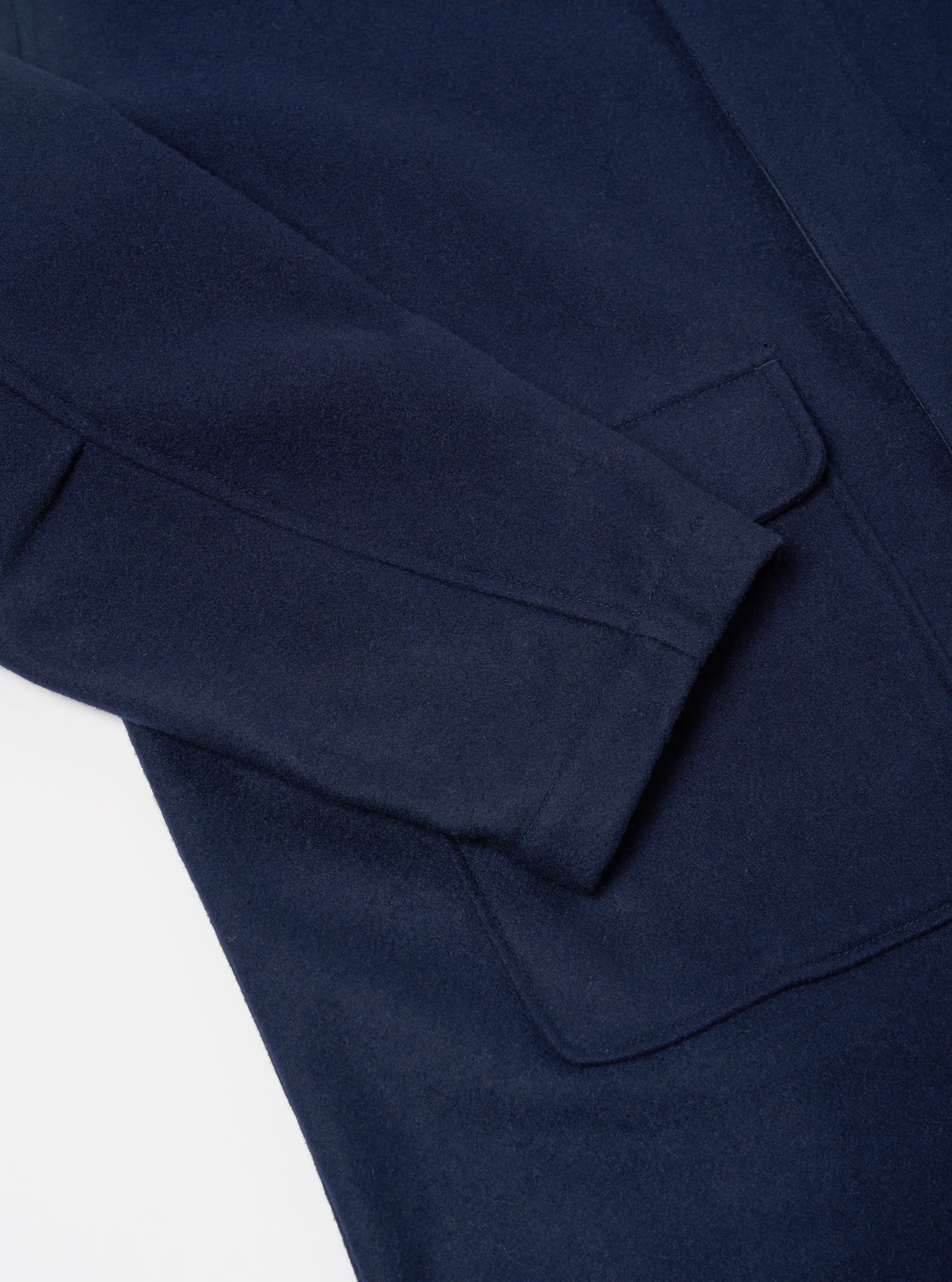 Universal Works Account Coat in Navy Melton