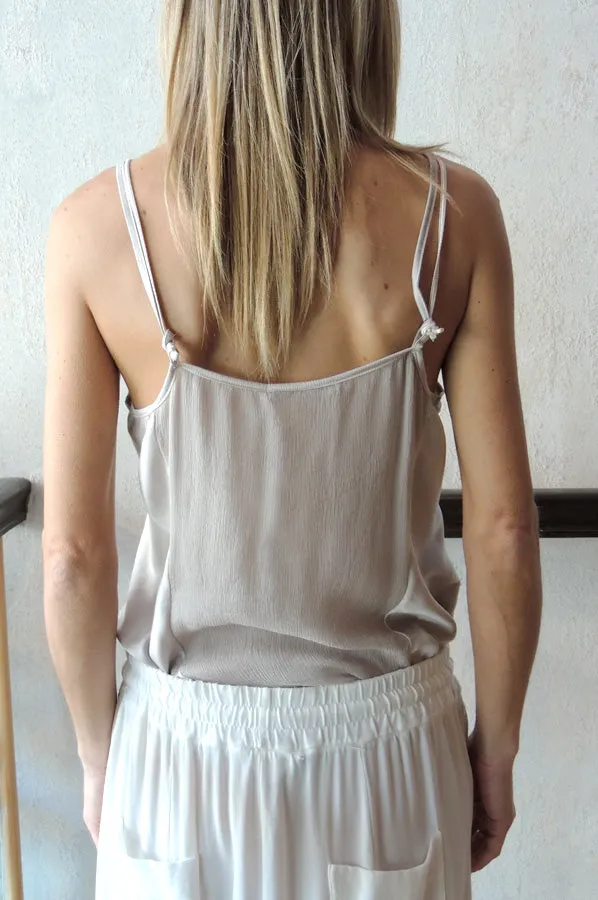 V Neck Camisole - Grey Beige