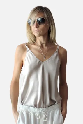 V Neck Camisole - Grey Beige