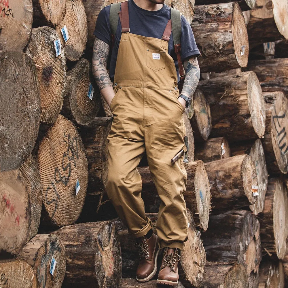 Vintage Khaki Strap Pants with Pocket - Men's Fashion