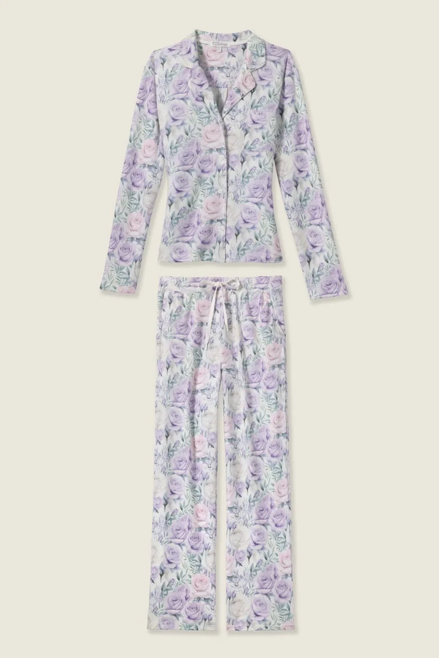 Violet Rose Floral Waffle Thermal PJ Set