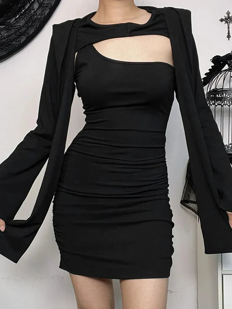 Wasteland Long Kitten Folds Out Hollow Sleeve Bodycon Outfit