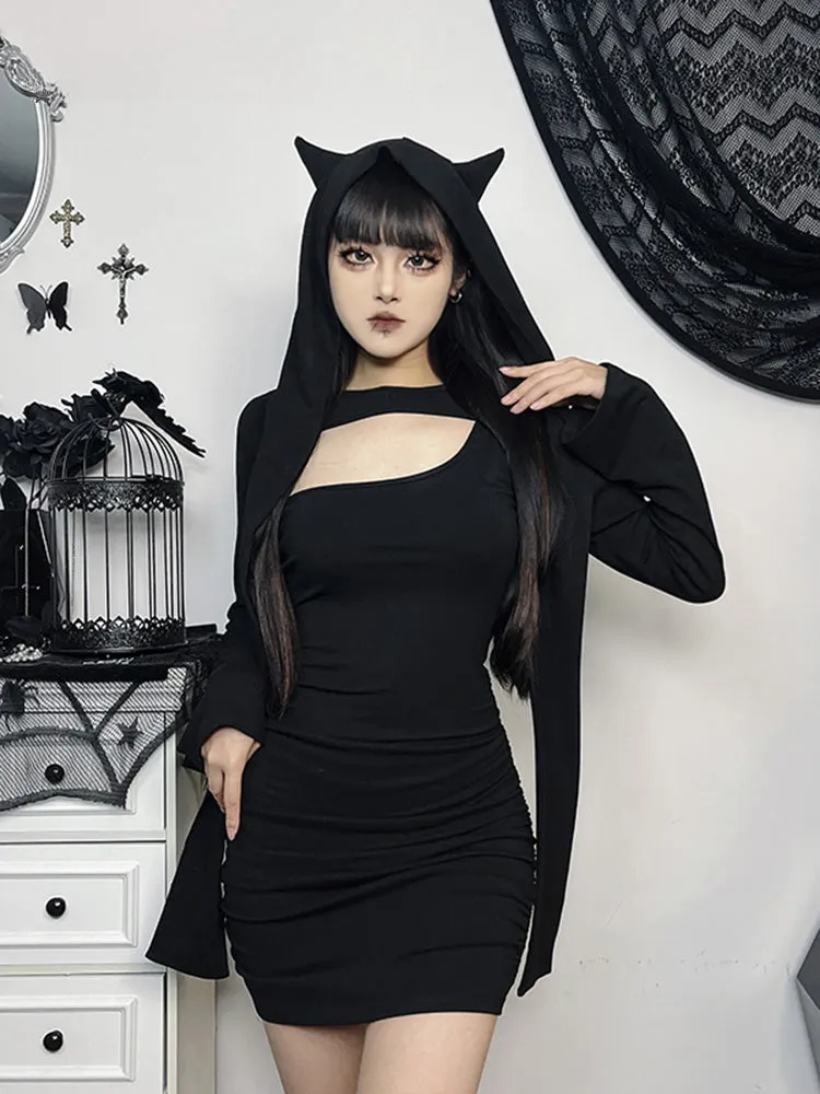 Wasteland Long Kitten Folds Out Hollow Sleeve Bodycon Outfit