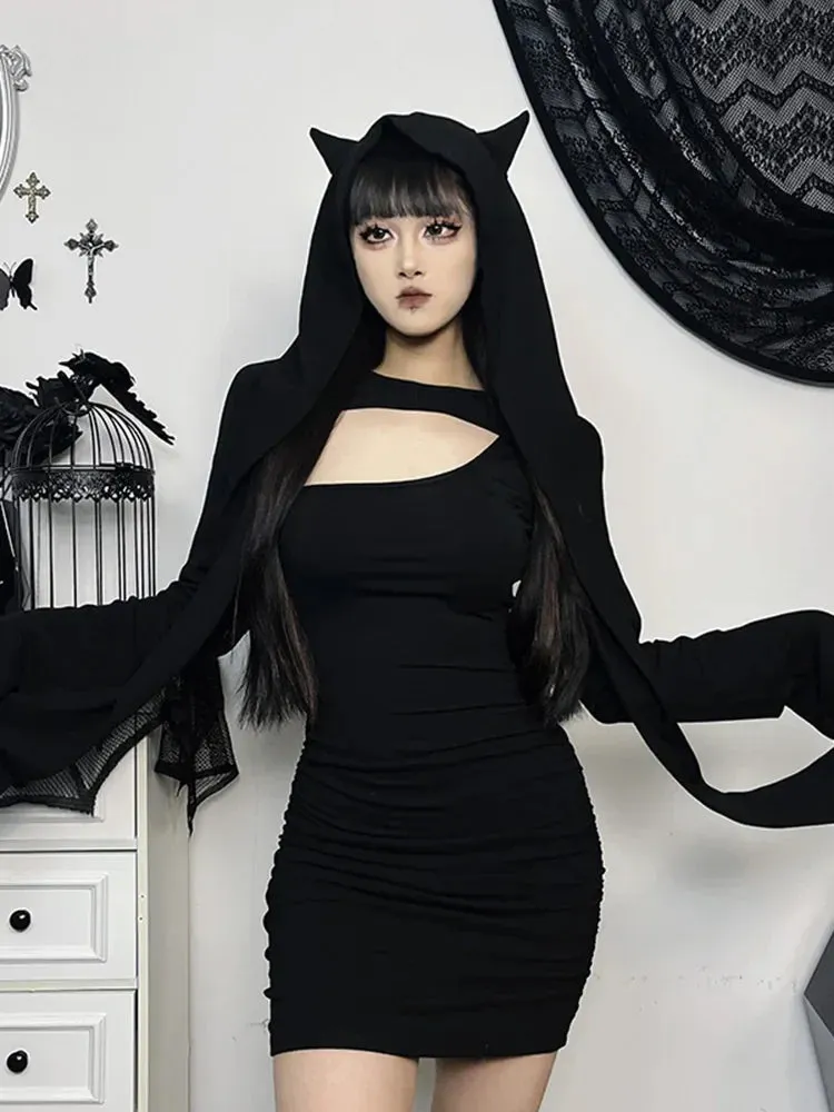 Wasteland Long Kitten Folds Out Hollow Sleeve Bodycon Outfit