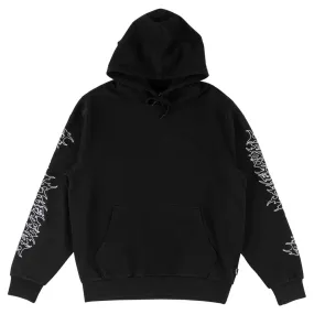 Welcome Barb Sleeve Embroidered Hoodie - Pigment-Dyed Black