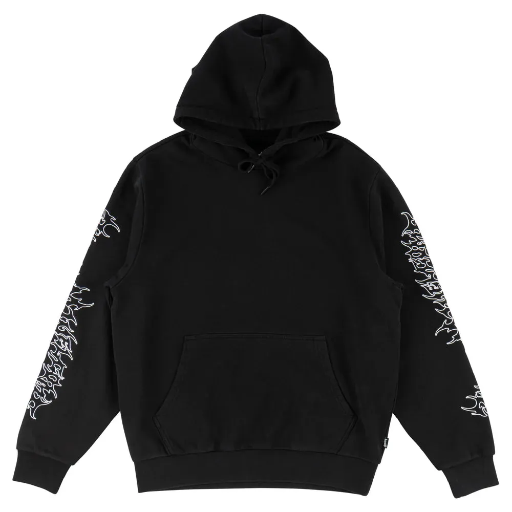 Welcome Barb Sleeve Embroidered Hoodie - Pigment-Dyed Black